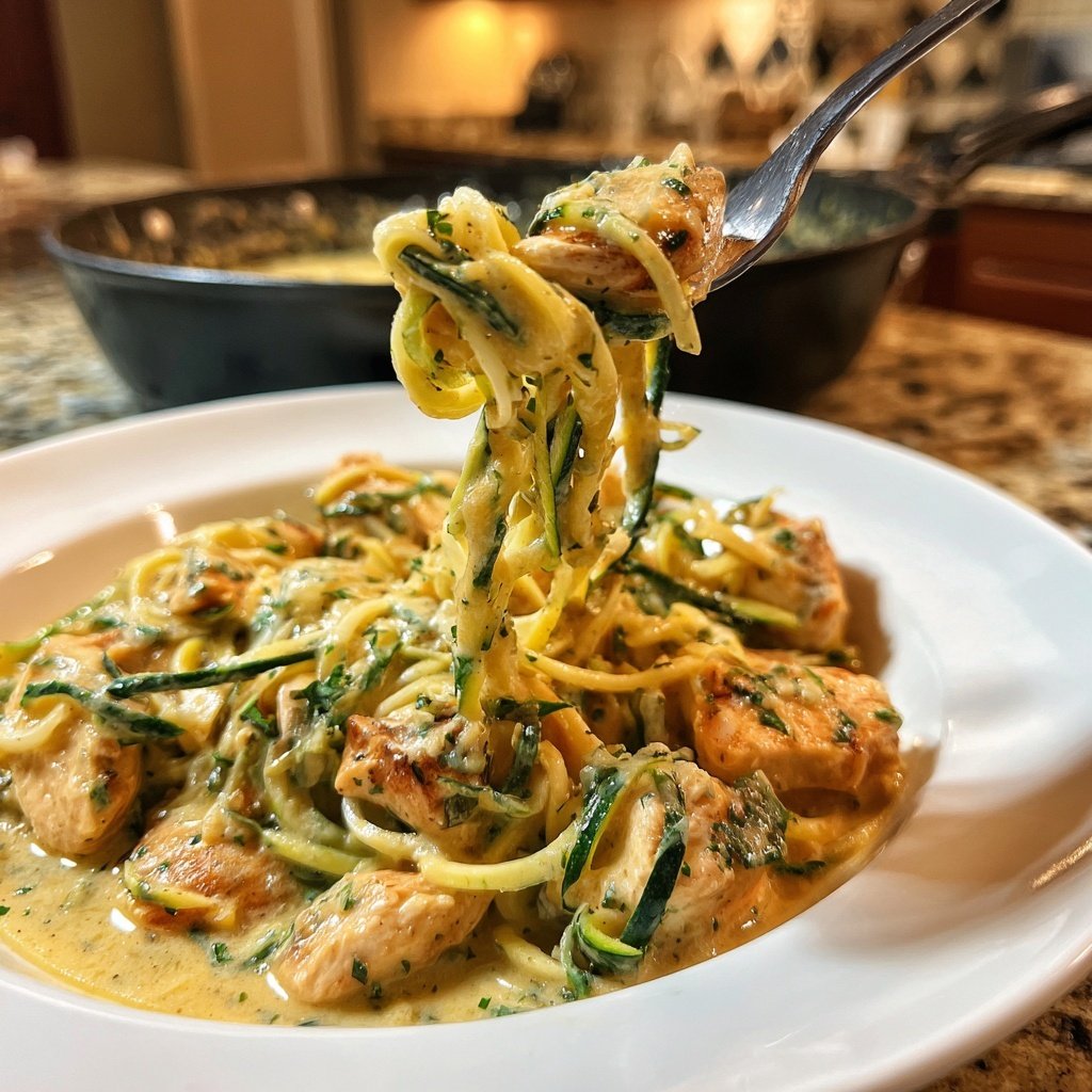 Creamy Chicken and Zucchini Zoodles