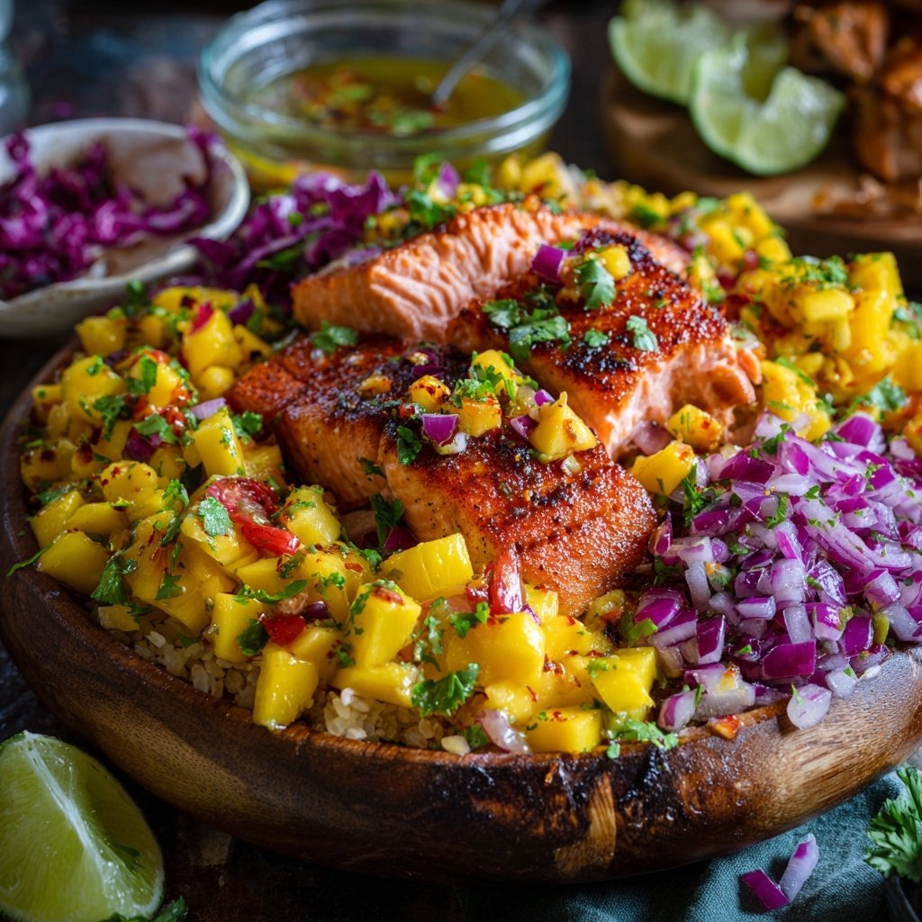 Tropical Salsa Salmon Bowls