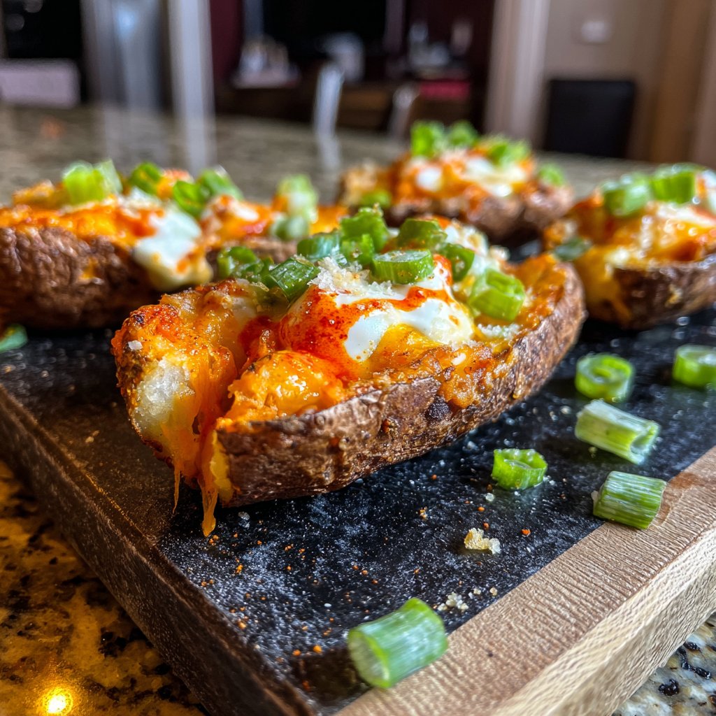 Buffalo-Style Airfryer Potato Skins