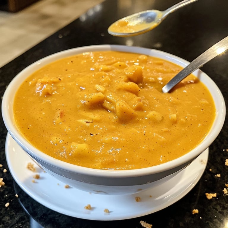 Pumpkin Apple Soup with Ginger and Cream