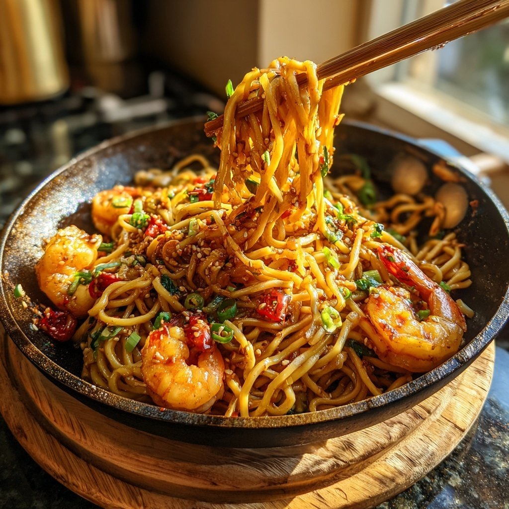 Szechuan Noodles with Shrimp