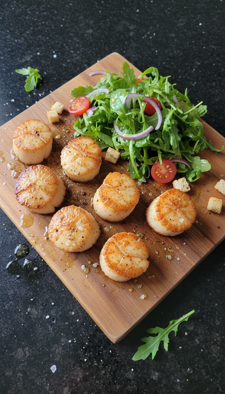 Seared Scallops with Arugula Salad