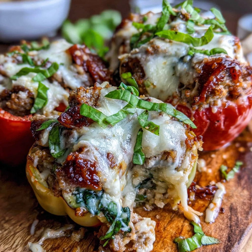 Turkey and Spinach Stuffed Peppers