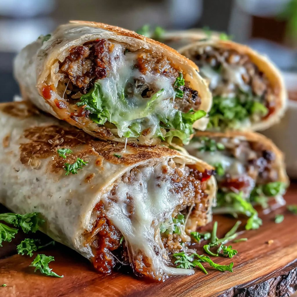 Spicy BBQ Hamburger Wraps