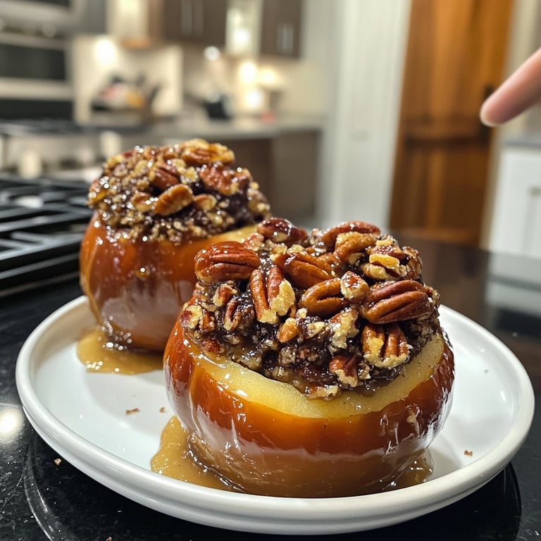 Festive Baked Apples with Marzipan and Pecans