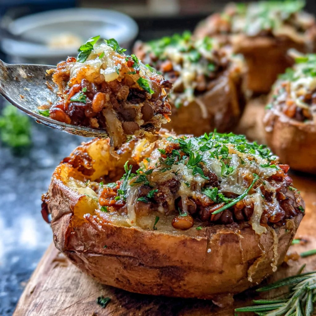 Lentil Stuffed Sweet Potatoes