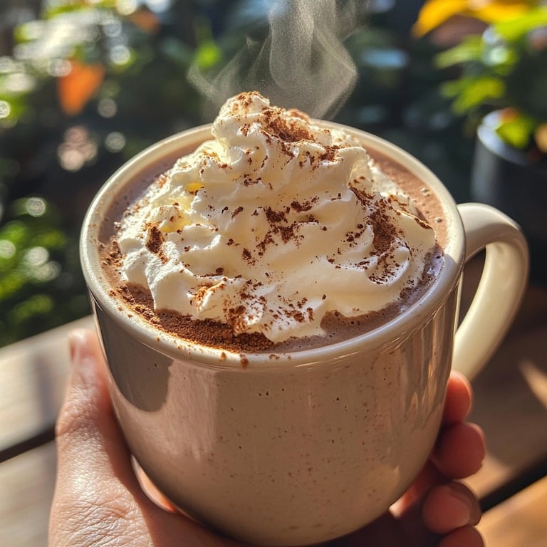 Hot Chocolate with Cinnamon, Vanilla and Whipped Cream