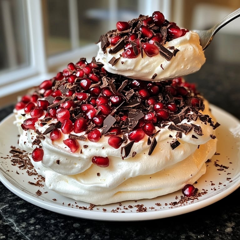 Vegan Pavlovas with Pomegranates and Chocolate